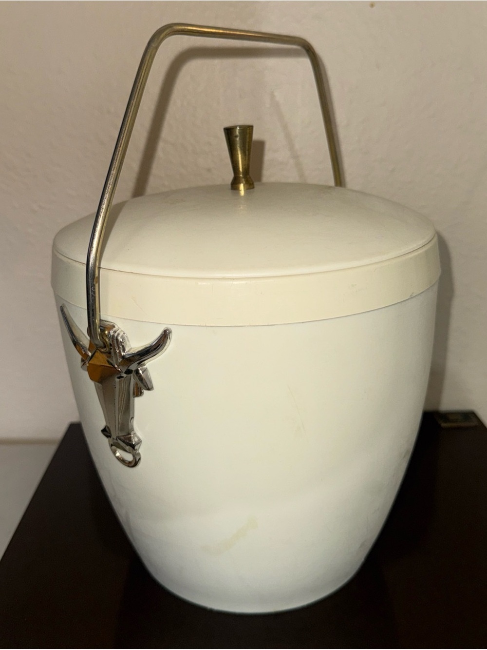 Vtg Steerhead Ice Bucket or belt storage lrg. Jewelry or planter with Silver